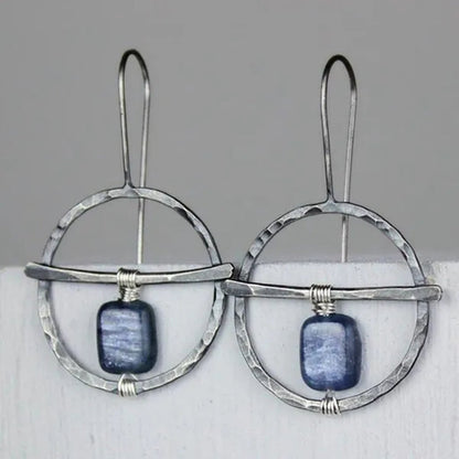 Classic Retro Carving Flower Sapphire Gemstone Thai Silver Earrings for Women Temperament Birthday Anniversary Gift Wedding Engagement Party Earring