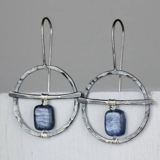 Classic Retro Carving Flower Sapphire Gemstone Thai Silver Earrings for Women Temperament Birthday Anniversary Gift Wedding Engagement Party Earring