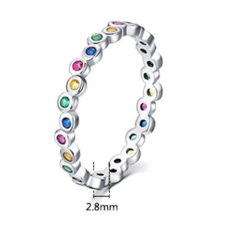 Delicate Fashion Colorfuls Gemstone Rings for Women Bridal Wedding Thin Rings Jewelry