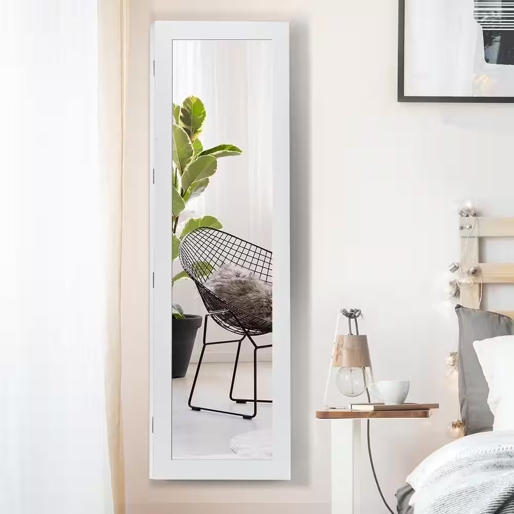 Door Mounted Mirrored Jewelry Cabinet Storage Organizer