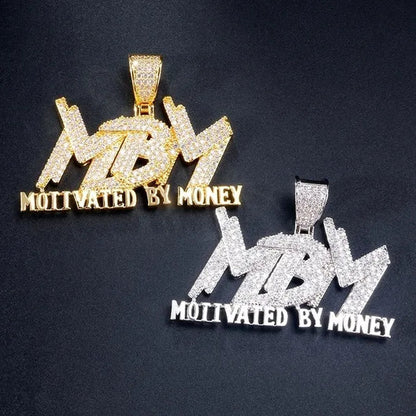 Hip Hop Men and Women Cubic Zircon MBM Letter Pendant Iced Out Full Diamond Necklace Jewelry Gift