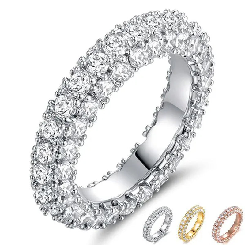 Women Engagement Rings Jewelry Pave Setting Cubic Zirconia Rings Bridal Proposal Wedding Rings