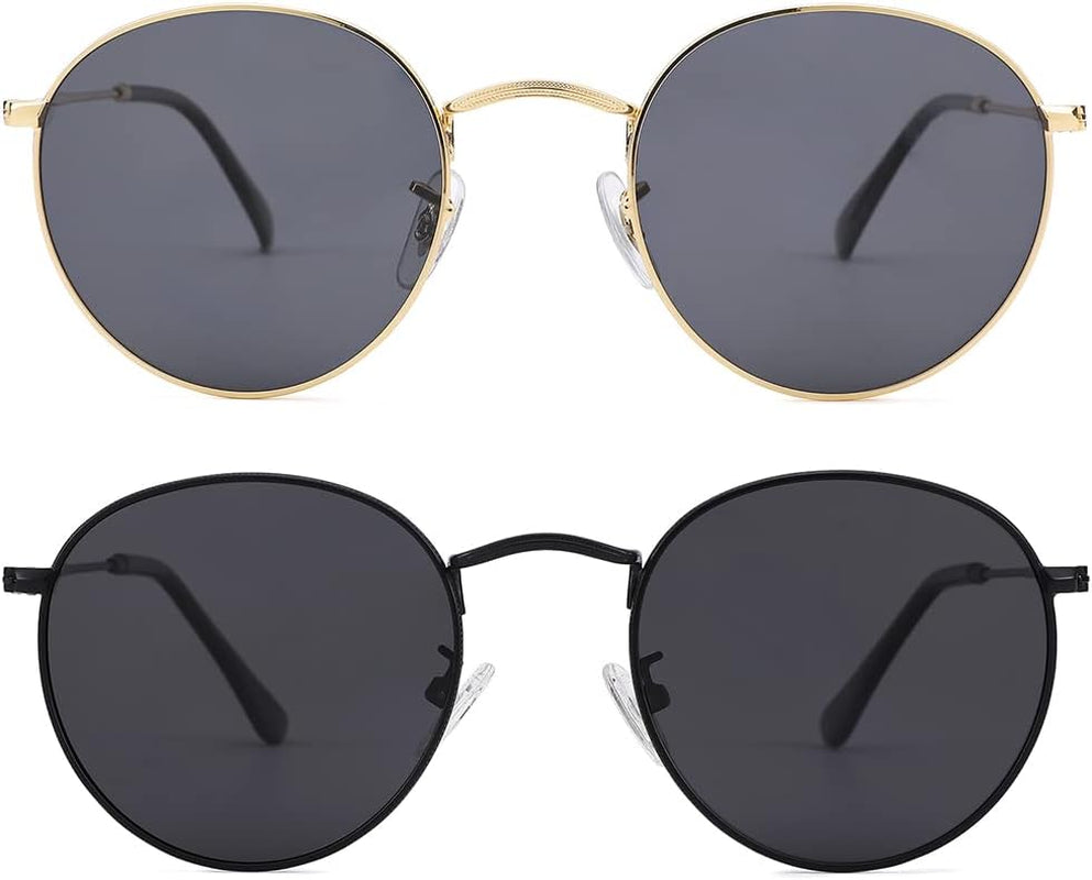Small Round Metal Polarized Sunglasses for Women Retro Designer Style