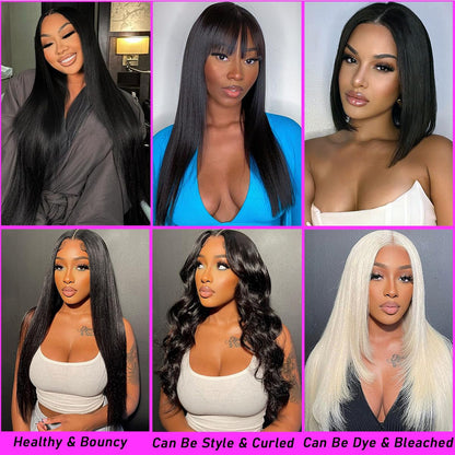 Straight Bundles Human Hair 18 20 22 Inch 100% Unprocessed Brazilian Virgin Straight Human Hair Bundles 12A Natural Black Remy Hair Extensions for Women