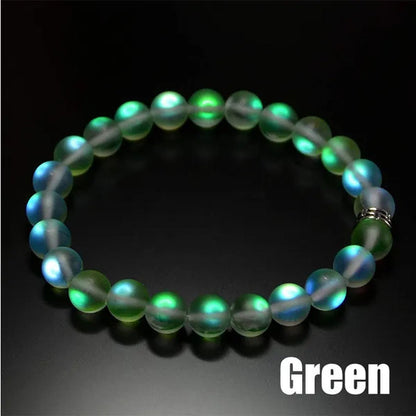 Mermaid Glass Quartz Glowing Aura Moonstone Matte 8mm Bracelet