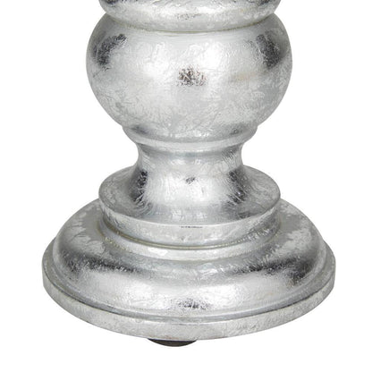 Silver Mango Wood Turned Style Pillar Candle Holder (Set of 3)