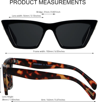 Cat Eye Sunglasses for Women Polarized Cateye Frames Fashion Vintage Square Classic Retro Sun Glasses