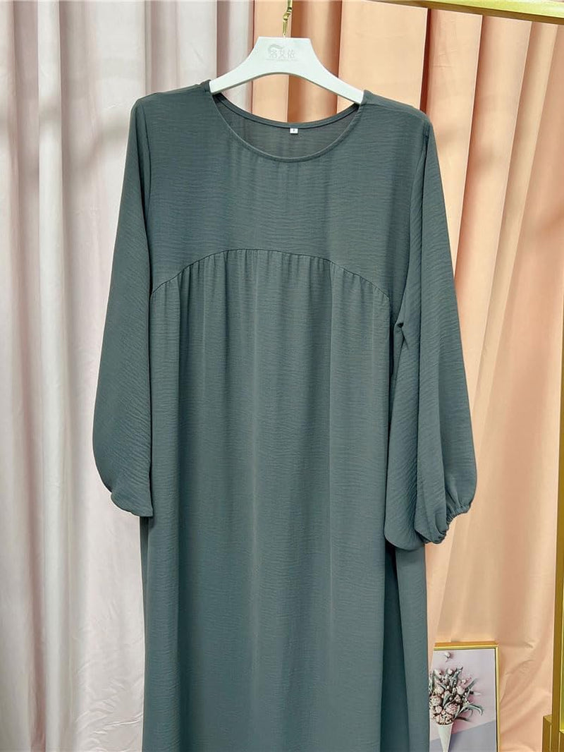 Women Muslim Dress Ramadan Prayer Garment Abaya Dubai Islam Eid Crepe Balloon Sleeve African Turkey Robe without Hijab
