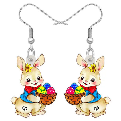 Acrylic Easter Eggs Bunny Hare Rabbit Earrings Drop Dangle Egge Jewelry For Women Girls Kids Charms Festival Gift Accessories