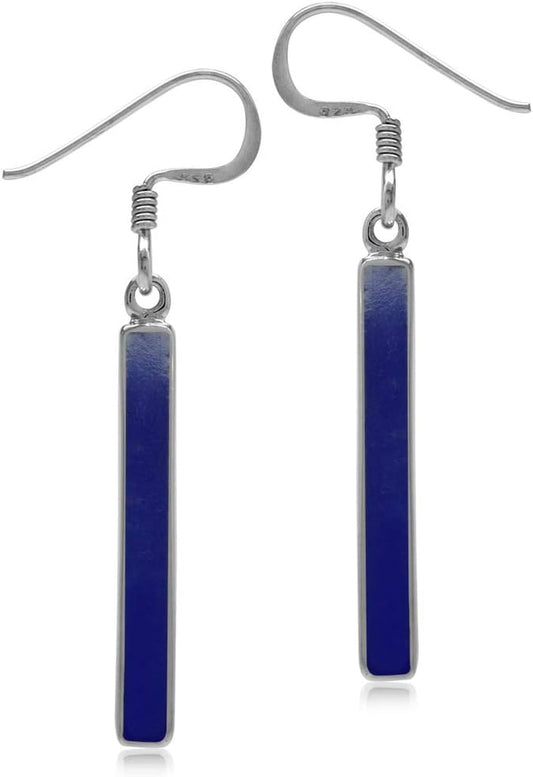 Stone Inlay White Gold Plated or 18K Gold Plated 925 Sterling Silver Long Stick Dangle Hook Earrings Jewelry for Women