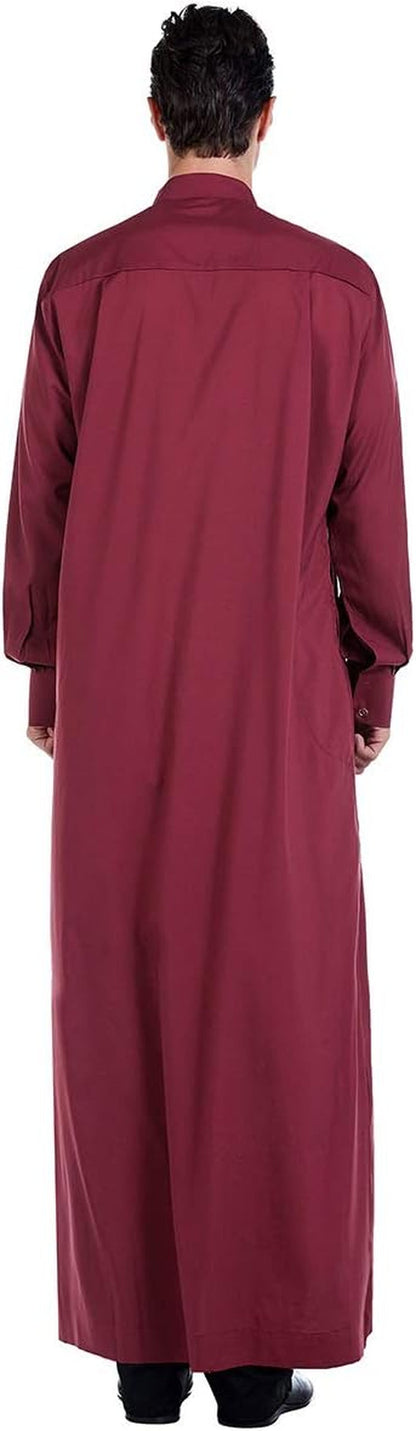 Men'S Muslim Clothes Durable Kaftan Robe Dubai Long Gown Ethnic Clothes,1Pc Soft Robe