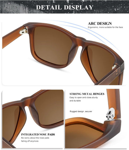 Sunglasses Men Polarized Sun Glasses for Mens Womens Classic Matte Black Frame UV Protection 3Pack