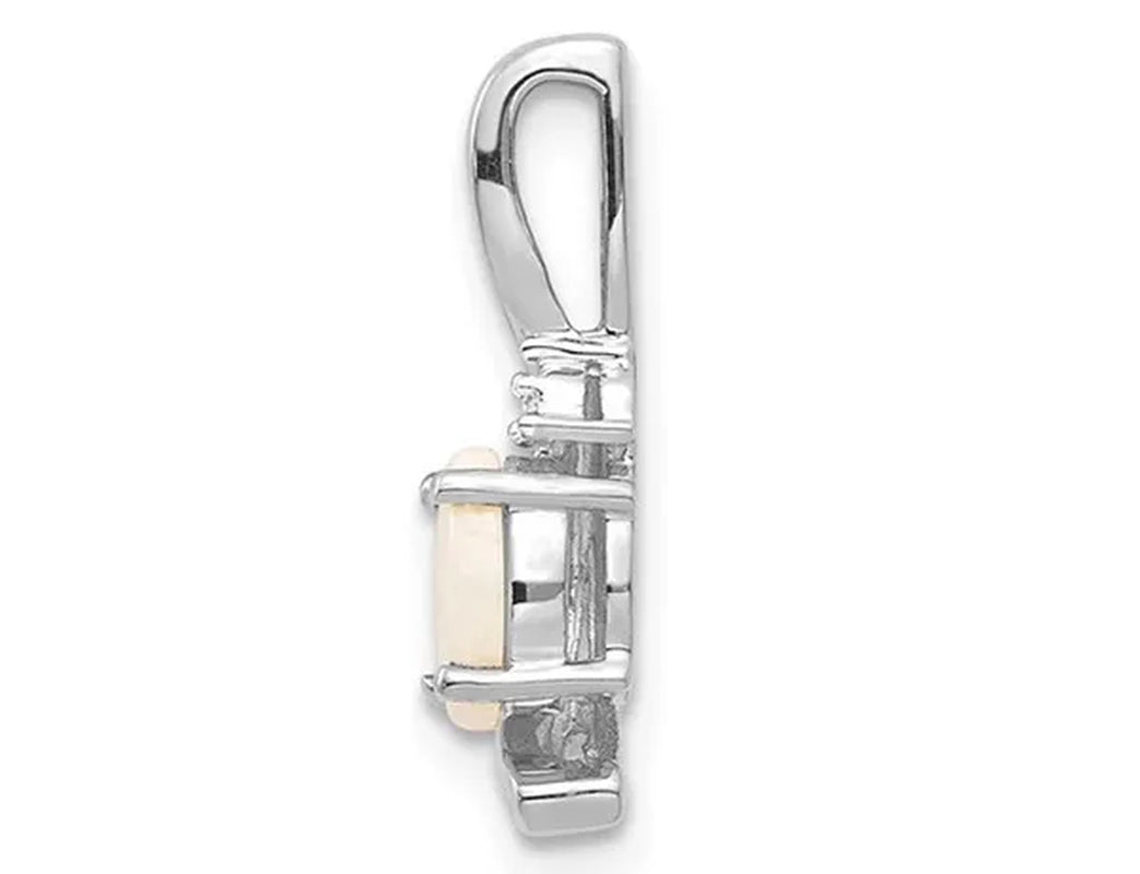 Natural Opal Pendant Necklace 1/3 Carat (ctw) in 14K White Gold with Chain