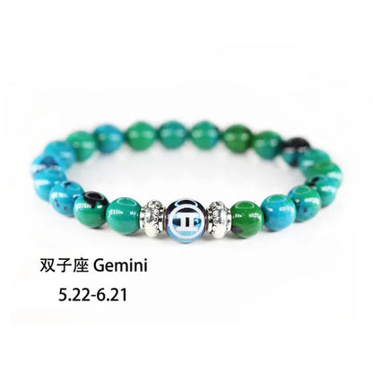 8MM 12 Constellation Phoenix Naturel Stone Beads Bracelet