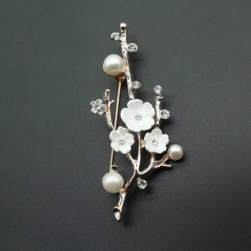 Natural Plum Blossom Brooches Pins For Women Vintage Freshwater Pearl Brooch Bouquet For Wedding Party