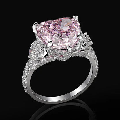 Heart-shaped Diamond Ring Exquisite 18k Gold Plating 925 Sterling Silver Romantic Diamond Wedding Ring