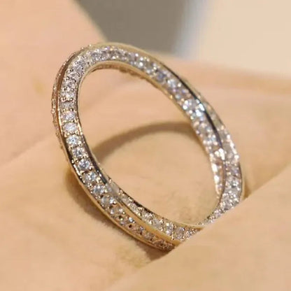 Fashion Woman Ring Dainty 925 Sterling Silver Stackable Jewelry Natural White Sapphire Diamond Band Elegant Bride Engagement Party Wedding Accessories Anniversary Gift Gemstone Rings Size 4-12 Bague Femme