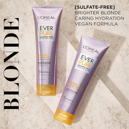 Blonde Sulfate Free Shampoo and Conditioner for Color-Treated Hair, Neutralizes Brass + Balances, Everpure, 8.5 Fl Oz, Set of 2