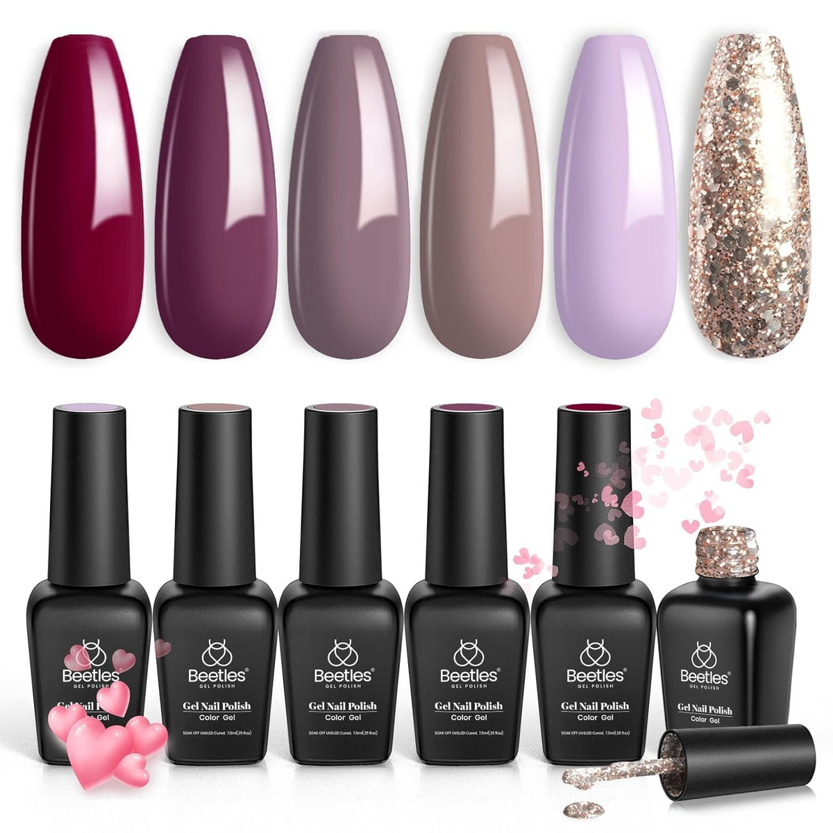 Beetles Pearl Gel Nail Polish 6 Colors Shimmer Glitter White Pink Blue Nail Polish Mermaid Gel Soak Off Uv Led Spring Summer Easter Gel Polish Swirl Thread Effect DIY Manicure Art