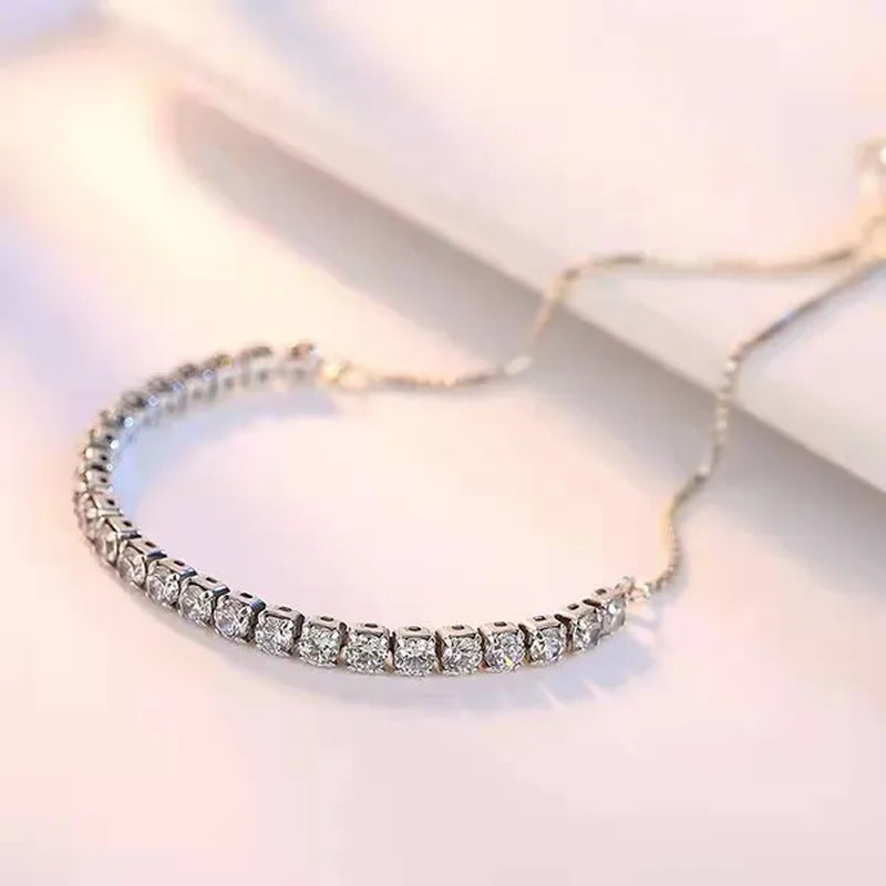 New Exquisite Women's Fashion Golden Silver Luxury Crystal Diamond Bracelet Temperament Personality Size Adjustable Bracelet Jewelry Gift