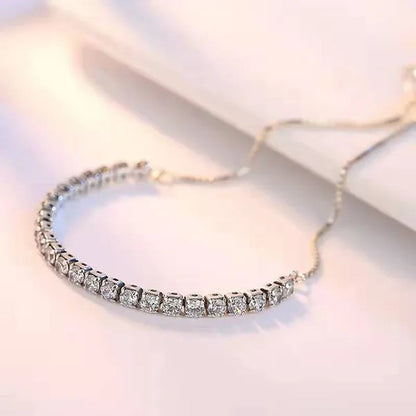 New Exquisite Women's Fashion Golden Silver Luxury Crystal Diamond Bracelet Temperament Personality Size Adjustable Bracelet Jewelry Gift