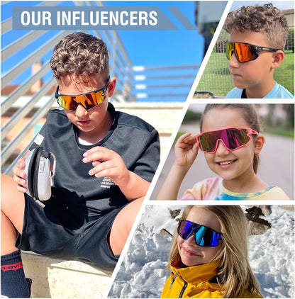 Kids Sunglasses Youth Baseball Sun Glasses Lightweight TR90 Frame UV400 Sports Cycling Shades for Boys Girls DK268