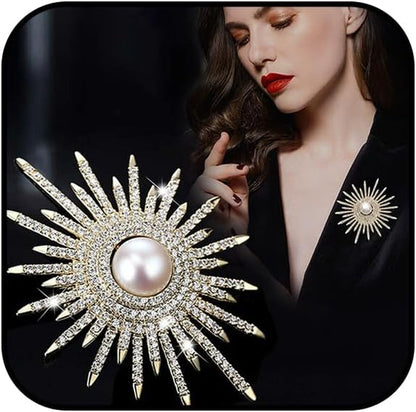 Sunflower Brooch Pins Sunflower Pearl Brooch Pins for Women Sunflower Rhinestone Brooch Pins Flower Brooch Pins Pearl Pins for Clothes Lapel Badge Brooch Pins for Lanyards Backpacks Clothes Hats Jackets