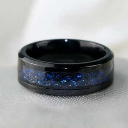 TWO Rings Couple Rings Sainless Steel Men's Ring Black Gold Filled Claddagh Ring Heart 1ct Sapphire Women's Wedding Ring Sets