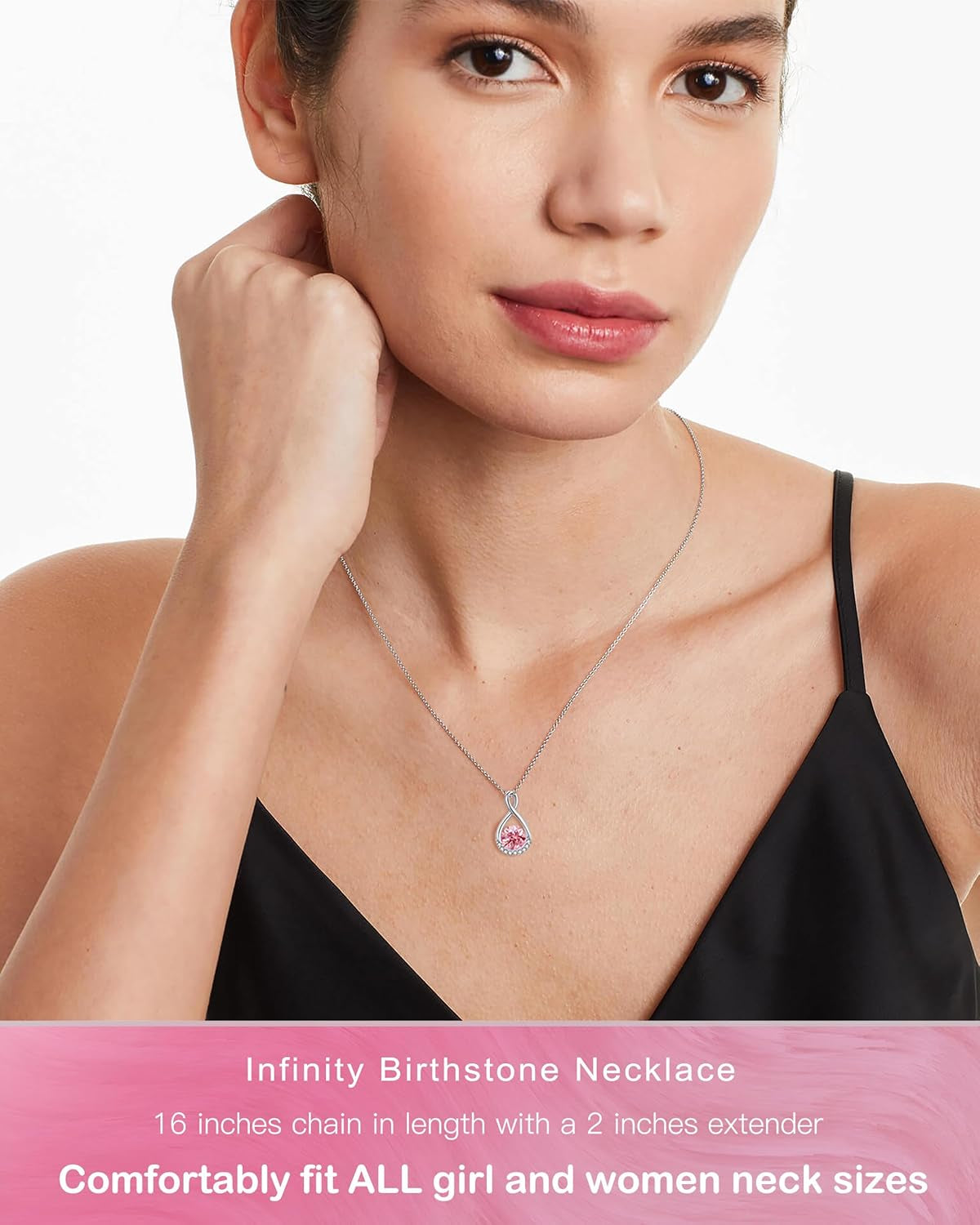 Genuine Birthstone Infinity Necklace for Women, Birthday Gifts for Her, Minimalism Style Jewelry for Everyday Wear