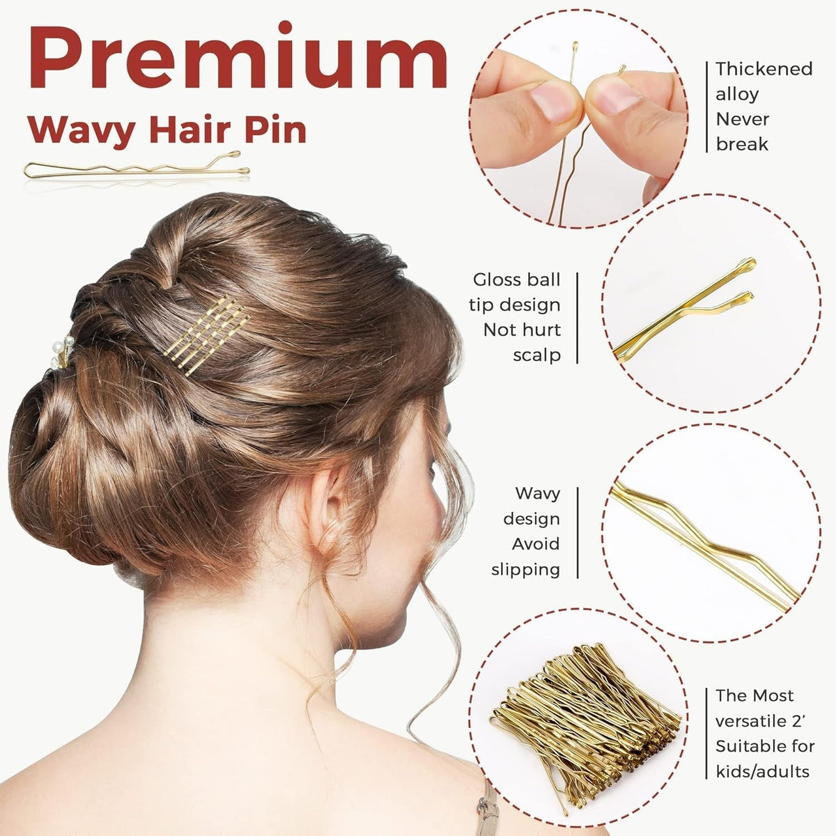 300 Pcs Bobby Pins Blonde, Blonde Hair Pins for Women Girls and Kids (Blonde)