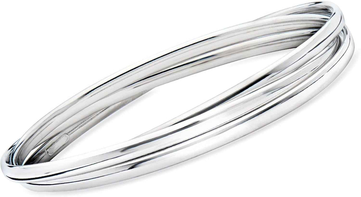 Italian Sterling Silver Rolling Bangle Bracelet. 7.5 Inches