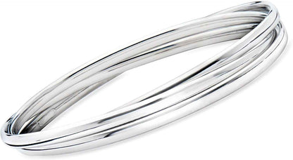 Italian Sterling Silver Rolling Bangle Bracelet. 8.5 Inches