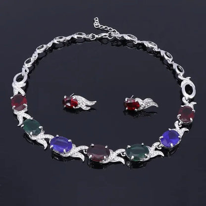 Fashion Women Zircon Rhinestone Necklace Earring Silver Plated Wedding Party Dress Jewelry Sets