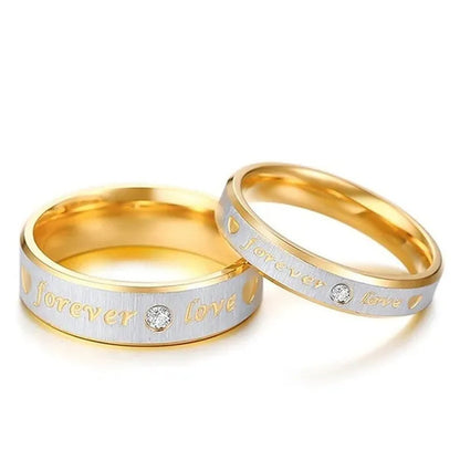 Stainless Steel Couple Forever Love Gold Titanium Couple Rings Jewlery Charm Diamond Ring Vintage Promise Ring Surprised Gift