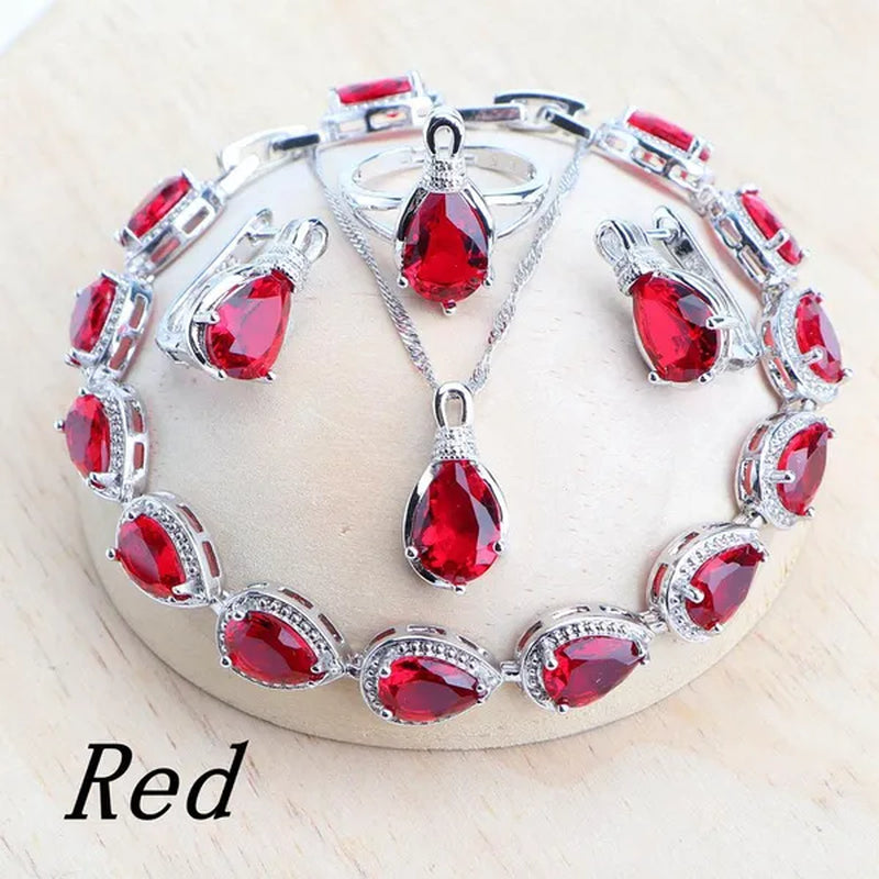 Magic Rainbow Zircon 925 Silver Jewelry Sets For Women