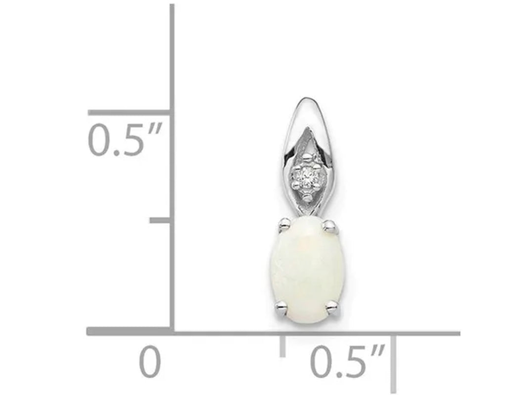 Natural Opal Pendant Necklace 1/3 Carat (ctw) in 14K White Gold with Chain