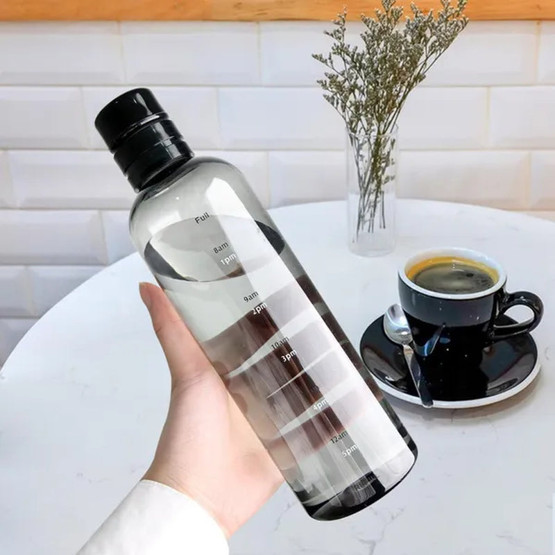 500/ 750ml PC Plastic Water Bottle with Time Marker Creative Large Capacity Leakproof Drink Bottle Gym Sport Water Bottles