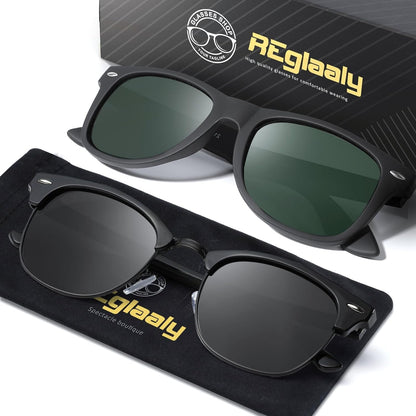 Sunglasses Men and Womens, Polarized Sunglasses for men with UV Blocking Semi-Rimless Frame for Driving & Hiking