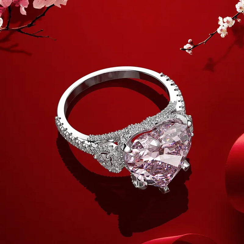Heart-shaped Diamond Ring Exquisite 18k Gold Plating 925 Sterling Silver Romantic Diamond Wedding Ring