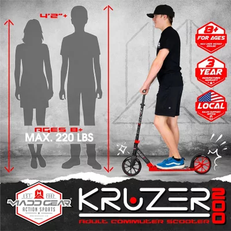 Madd Gear Kruzer Folding Height Adjustable Commuter Scooter