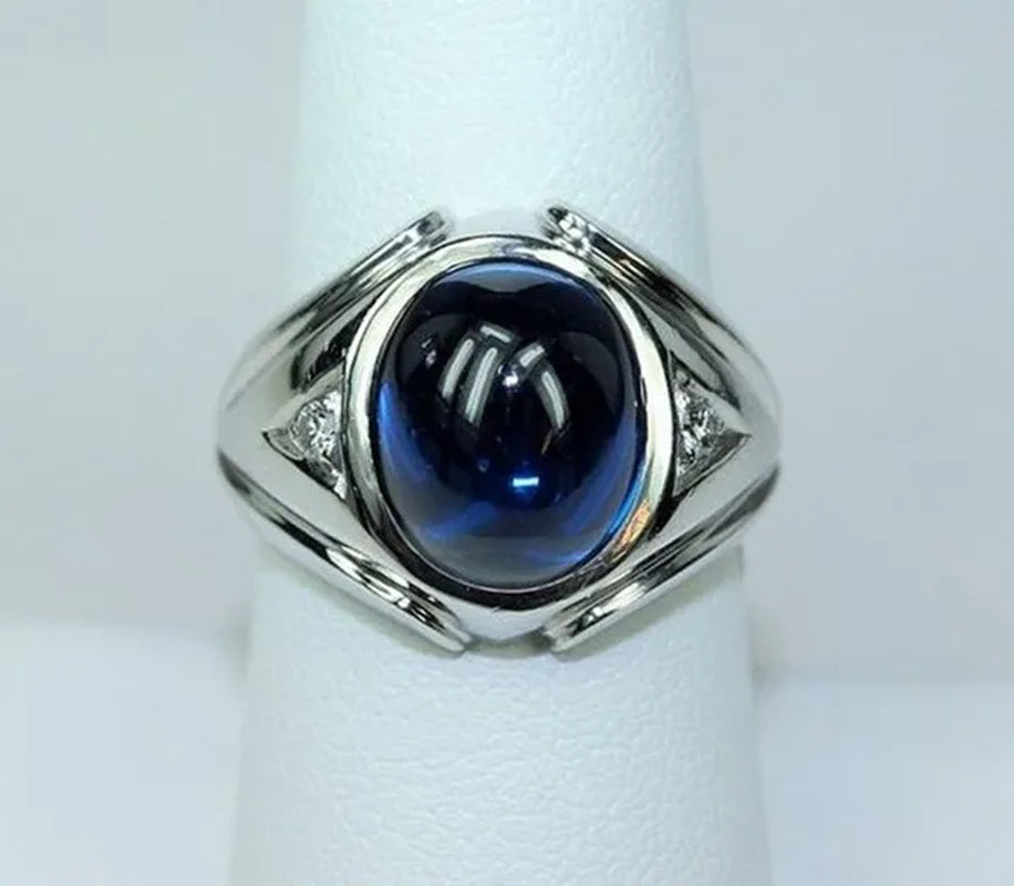 Classic Blue Zircon Rings for Men and Women Silver Color White Zircon Ring Engagement Wedding Ring Anniversary Party Gift Fashion Jewelry Size: 5-11