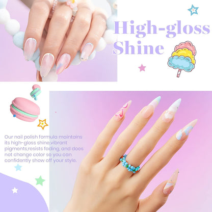Beetles Pastel Gel Nail Polish, 6 Colors Macaron Pink Blue Green Yellow Purple Gel Polish Soft Spring Gel Polish Soak off Uv Gel Manicure Nail Art Design DIY Home Salon Gift for Girls Women