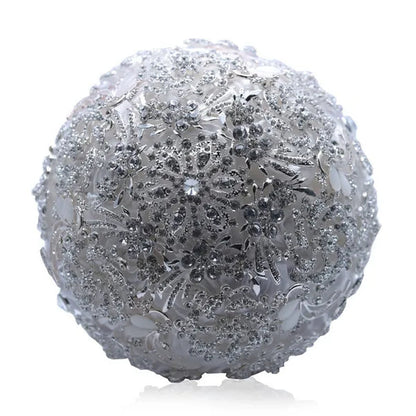 18CM Luxury Full Diamond Wedding Bouquet Shiny Crystal Brooch Bridal Bouquet Satin Ribbon Roses Wedding Flowers Bride Holding Flowers