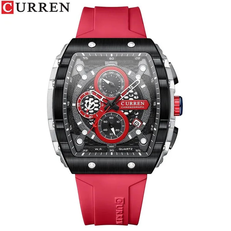CURREN Mens Watch COOL Large Men's Classical Luxury Sports Design Watches Rubber Strap Waterproof Chronograph Date Quartz Relogios Masculino 8442