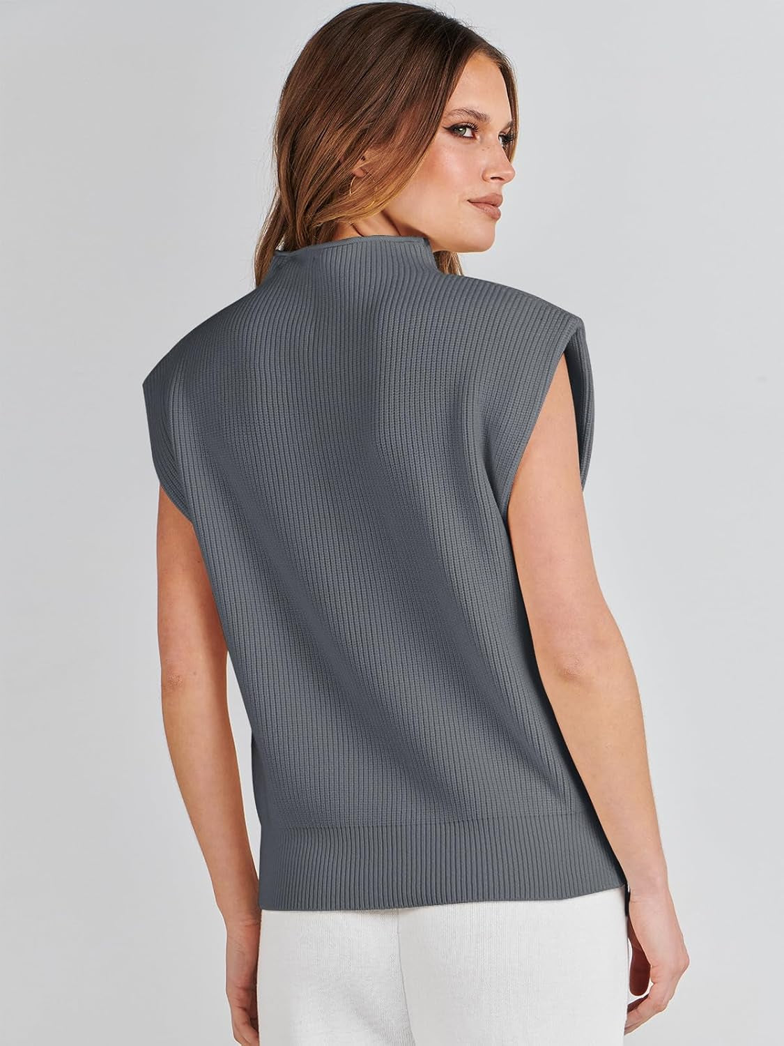 Women'S Mock Neck Sleeveless Sweater Vest Casual Cap Sleeve Knit Pullover Tank Tops 2025 Spring Summer Clothes