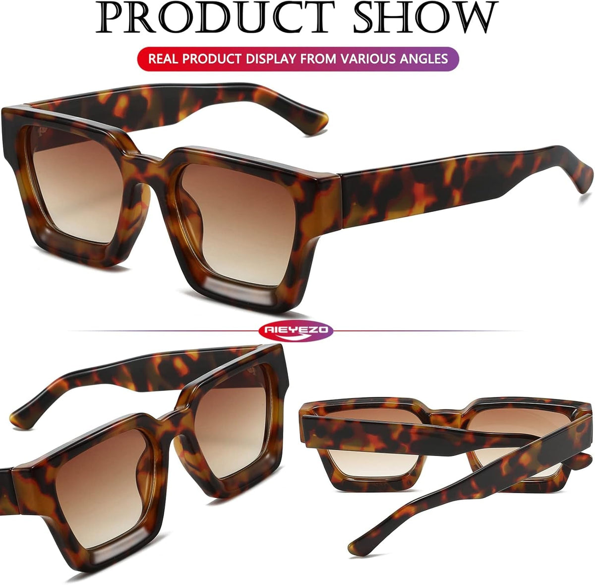 Square Sunglasses for Women Men Square Thick Frame Sun Glasses Simple Designer Style Shades