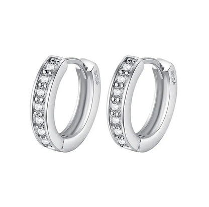 Luxury 925 Silver Elegant Heart Diamond Hoop Ear Stud Earrings for Women Round Wedding Bridal Jewelry