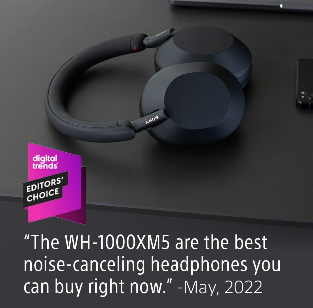 WH-1000XM5 the Best Wireless Noise Canceling Headphones, Auto NC Optimizer, 30-Hour Battery, Alexa Voice Control, Midnight Blue