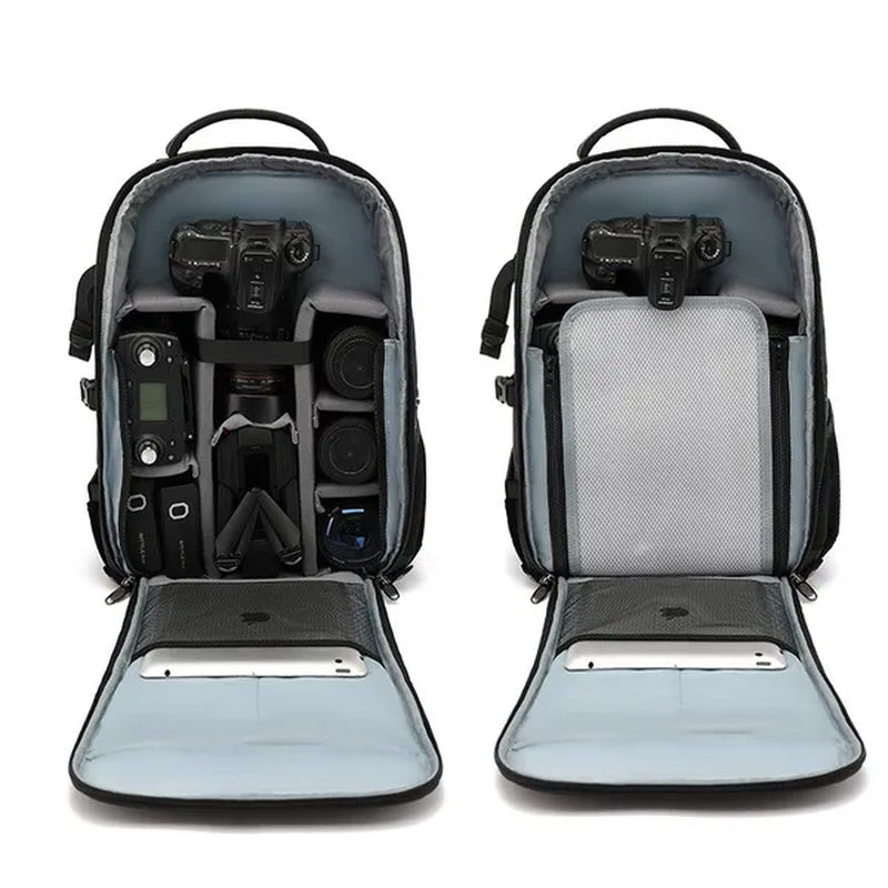 SLR Digital Camera Bag Drone Backpack Multifunctional outdoor waterproof camera bag Foldable carrying tripod suitable for Canon Nikon Fuji SONY/DJI Drones can carry a 17.3-inch laptop as well as come with USB port