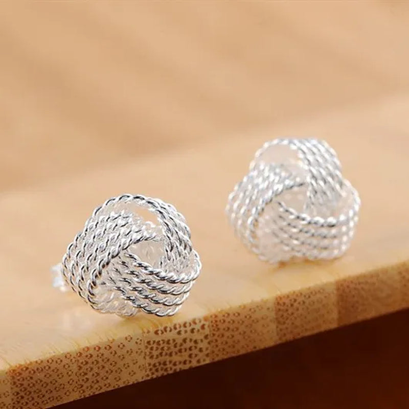 HOT! Fashion Jewelry Exquisite Women 925 Sterling Silver Jewelry Mesh Ball Stud Earrings